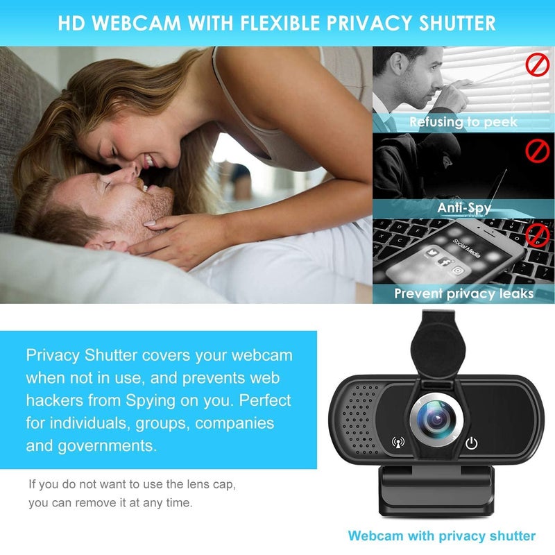 XPCAM Full HD 1080P Webcam with Privacy Shutter and Tripod, Pro Streaming Web Camera with Microphone, Widescreen USB Computer Camera for Laptop Desktop Mac - Image 5